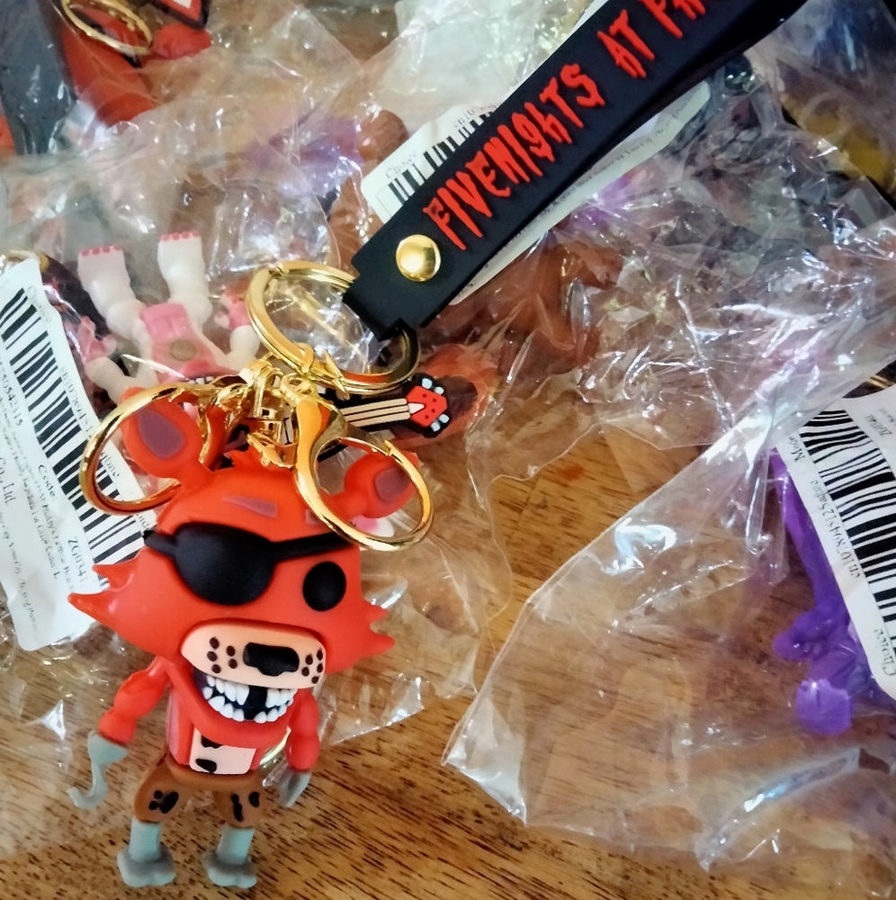 Foxy keychains from Freddy Five Nights, ready for a birthday gift.